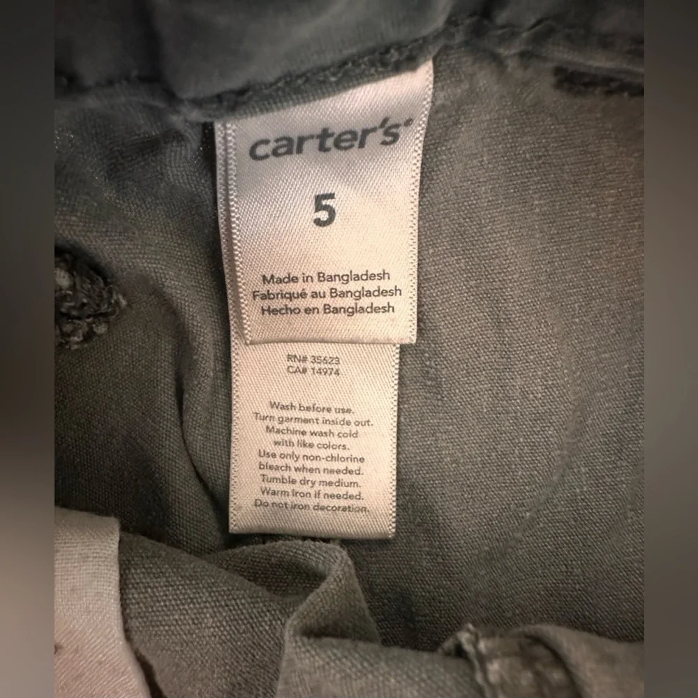 KIDS CARTERS DISTRESSED GRAY COTTON CARGO SHORTS - SIZE 5